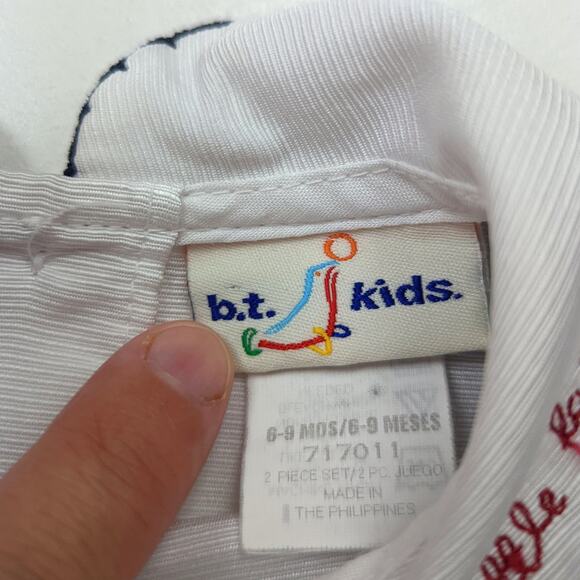 Vintage BT Kids Romper Baby Girls Sz 6-9m Blue Plaid Sheep Bubble Outfit - Picture 4 of 4